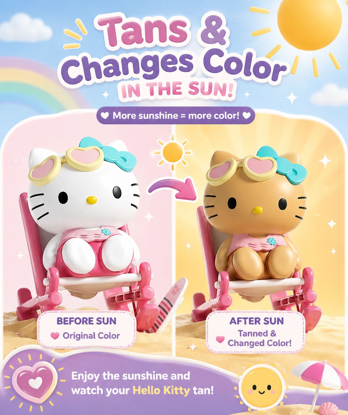 Tanning Kitty Color-Changing Keychain